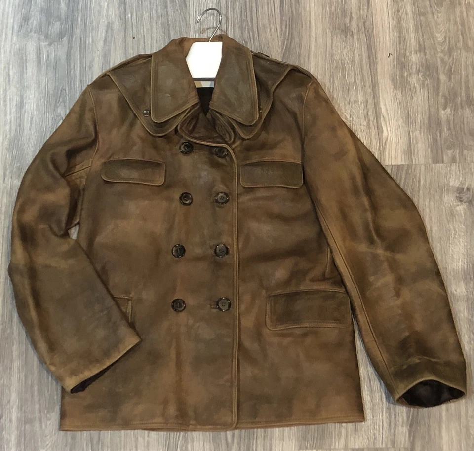 Jaqueta de couro vintage Mob Boss masculina marrom desgastada personalizada peito duplo - Imagem 1 de 4