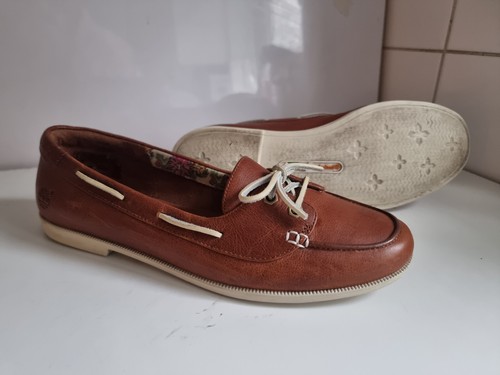 TIMBERLAND EARTHKEEPERS UK 7 EU 40 DONNA SCARPE MOCASSINI PIATTI PELLE MARRONE CHIARO