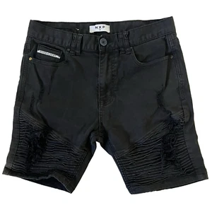 Nena & Pasadena NXP Men's Black Skinny Leg Denim Shorts Size 30 Zip Fly - Picture 1 of 6