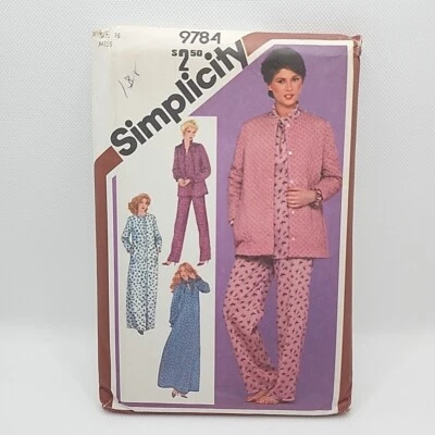 Simplicity 9784 Misses' Pajamas  Nightgown & Robe Sewing Pattern Size 16 Uncut - Image 1 of 4
