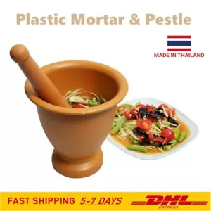 Juego de mortero y mortero de plástico estilo tailandés ensalada de papaya higiene base fuerte goma DHL - Imagen 1 de 10