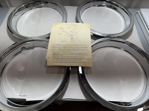 NOS FORD Stainless Steel 13 Inch Wheel Beauty Ring, Smooth, 4-Pack (A1) - Picture 1 of 6