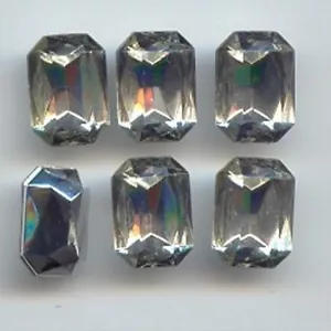 24 CRISTALLI VINTAGE SFACCETTATI ACRILICO 14x10mm. GIOIELLI GEMMA OTTAGONALE 6825 - Foto 1 di 1