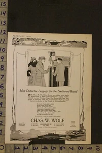 Maleta de equipaje Chas Wolf 1920 automático barco de vapor crucero maletero york anuncio de viaje WG06 - Imagen 1 de 1