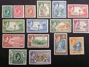 JAMAICA. 1938  KGVI. Complete Set 1/2d-£1 (16). MLH - Picture 1 of 2