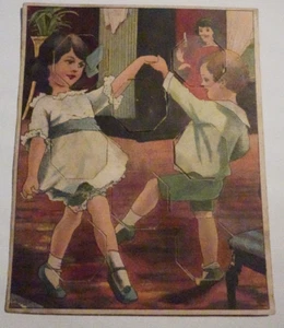 Historisches Gesellschaftsspiel Legespiel Tanzende Kinder Rechnen Puzzle - Picture 1 of 9