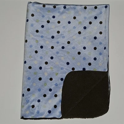 Manta de bebé de lana a lunares azul marrón verde blanco recién nacido Lovey 29" x 39" Foto 1 de 4