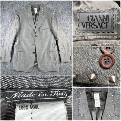 VTG Gianni Versace Studded Single Breasted Jacket Blazer Sport Coat EU 50-US 40 - Image 1 of 4