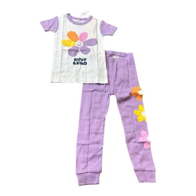 New Baby Gap Organic Cotton Floral 2 Piece PJ Pajama Set Short Sleeve Pants Sz 4 - Image 1 of 4