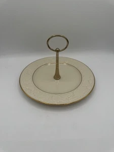 Lenox Fruits of Life Porcelain Tidbit Tray 8” Embossed Fruit Pattern Gold Handle - Picture 1 of 10