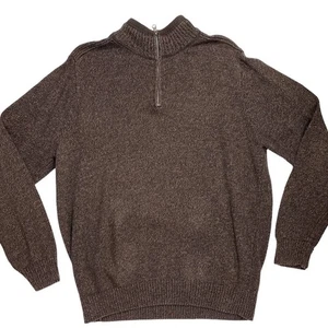 Dockers 1/4 Zip Sweater Pullover Brown Knit Cotton Ribbed Long Sleeve Men XL - Picture 1 of 8
