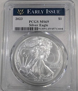 2023 Silver Eagle MS69 PCGS Early Release Blue Label - Picture 1 of 3