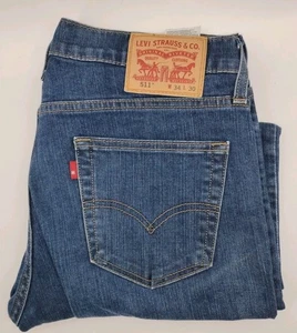 Levi's 511 Jeans Slim Fit Faded Dark Wash Stretch Modern Denim 34x30 - Picture 1 of 9
