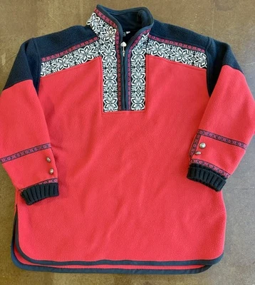 Chaqueta Obermeyer Mujer Polar Roja Negra L Pullover Media Cremallera Estilo Nórdico Foto 1 de 4