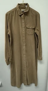 L.L. Bean BrownCorduroy Button-Up Shirt Dress Size 16 Rustic Chic Long (spot) - Picture 1 of 8