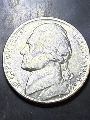 1984 Denver Jefferson Nickel with DDO & DDR with Rim Mint Error Double Die - Image 1 of 4