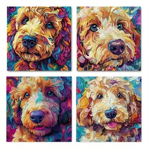 4pcs Abstract bright dog Wall Art Canvas Unframed/Framed - Picture 1 of 6