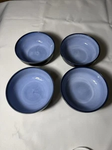 Set of 4 Sango Nova Blue Coupe Cereal Bowls Rare Replacement - Picture 1 of 6