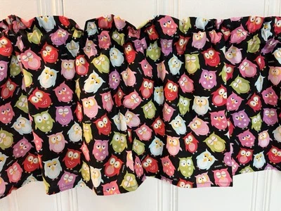 Handmade Owls Farmhouse Window Valance Curtain kitchen RV Camper - Image 1 of 4