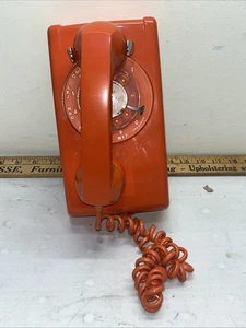 Vintage 70’s Wand-Drehtelefon Telefon ORANGE ITT ungetestet Mobilteil gesprungen - Bild 1 von 22