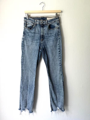 Rag & Bone NINA High Rise Ankle Flare Jeans 28 Birchtree Leaf Distressed Raw Hem - Image 1 of 4