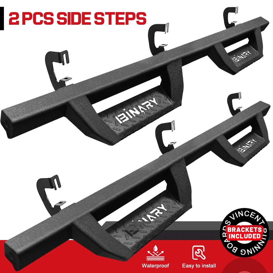 BHZ Running Boards FIT 07-18 Chevy Silverado 1500 Double Cab Drop Nerf Bar BLK Foto 1 de 4