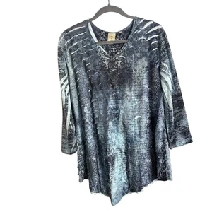 Jess & Jane blaues asymmetrisches Lagenlook V-Ausschnitt Top XL - Bild 1 von 5