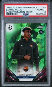 2023 Topps Sapphire Lamine Yamal Green IV rifrattore Rookie /99 PSA 10 - Foto 1 di 2