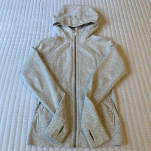 Lululemon Scuba Hoodie Womens 4 Light Gray Full Zip Sweatshirt Athletic Pockets - Picture 1 of 13