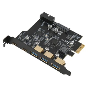 PCIE 1X to USB Expansion Card 3xUSB3.0 2xType C 19pin 5 Port Expansion Adapter - Afbeelding 1 van 12