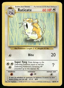 Pokemon Raticate 40/102 1999 ligeramente jugado conjunto base ilimitado - Imagen 1 de 3