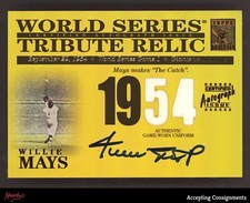 2003 Topps Tribute World Series Autograph Relic GOLD Willie Mays JERSEY AUTO /25