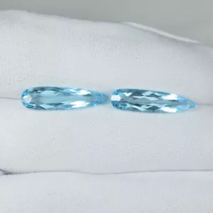 9.92Cts Amazing Fire Natural Aqua color Topaz Long Pear Pair...!!!!! - Picture 1 of 2