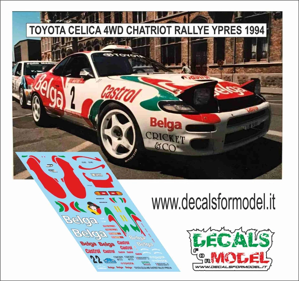 DECALS 1:43 TOYOTA CELICA 4WD CHATRIOT RALLY YPRES 1994 - Immagine 1 di 1