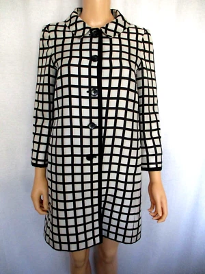 Ann Taylor Coat XS Lightweight Black & Light Gray Check Fully Lined Polyester - Image 1 of 4