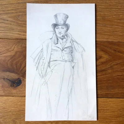 Dessin Mine Plomb Portrait J L Leblanc d'après INGRE XIXè Original Drawing 19thC - Photo 1/4