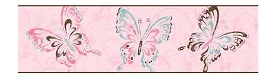 Candice Olson Modern Pink / Brown / Teal Butterfly Wallpaper Border CK7611BD - Image 1 of 2