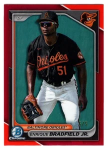 Enrique Bradfield Jr 2024 Bowman Chrome Red Refractor SSP 5/5 Baltimore Orioles - Picture 1 of 2