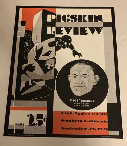 USC Trojans v Utah Aggie Football 1928 Pigskin Review Program Poster Print 14x11 Cover