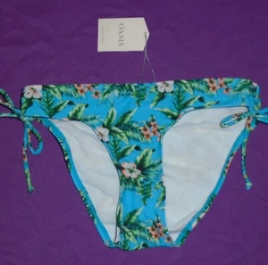 Oasis Aymee Bikini Briefs turquoise blue tropical bottoms Size 6 New Tags BNWT - Picture 1 of 3