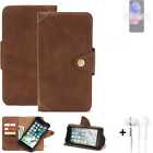Protection case for Blackview A55 Pro Wallet Case + earphones Cover Brown Bookst