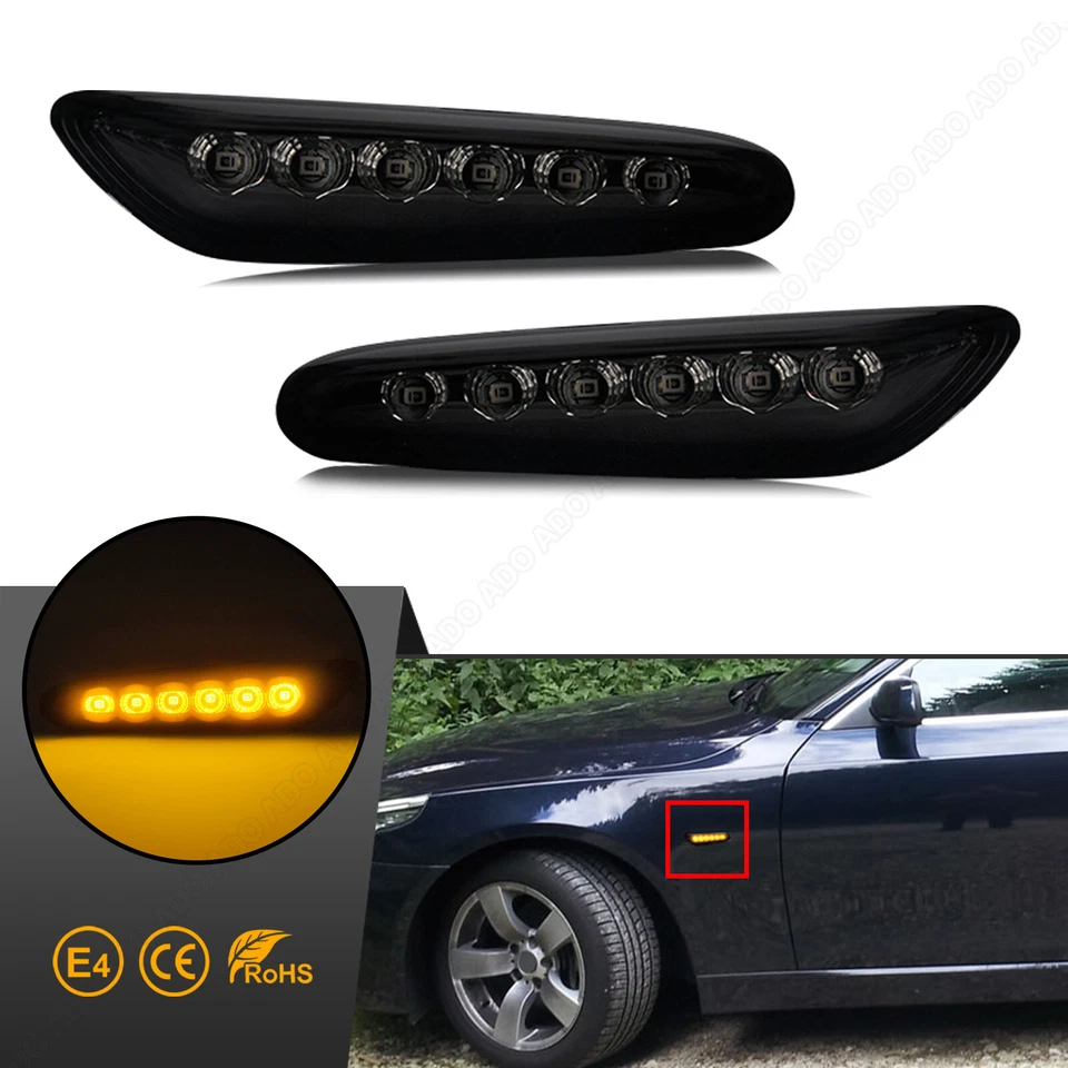 Für BMW E60 E61 E82 E88 E90 E91 E92 E93 Smoke Lens LED Seitenblinker Blinker Set - Bild 1 von 4