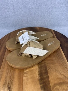 NWT J Crew Factory Braided Flip-Flops Sandals Men's Size 8 White/Tan BW466 - Picture 1 of 12
