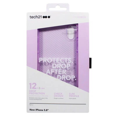 Tech21 Evo Check Series Rugged Slim Case For Apple iPhone Xs / X - Orchid - Image 1 of 2