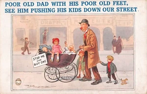 Dad Pushes Kids Down Street-Advertised For Sale-Old Comic British PC-Reg Maurice - Picture 1 of 2
