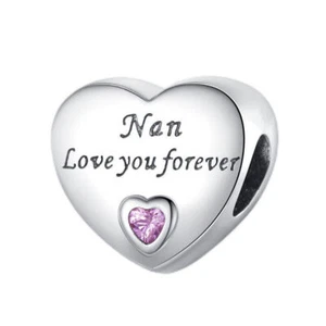 Genuine Sterling Silver 925 Nan Love Heart Forever Charm - Picture 1 of 1