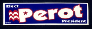 Pegatina parachoques de campaña electoral 1992 Ross Perot ""Elect Perot - Imagen 1 de 2