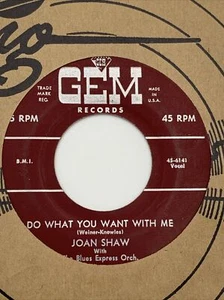 Joan Shaw 45 RPM Record Blues Express Cry Myself To Sleep You Want With Me Gem - Picture 1 of 12