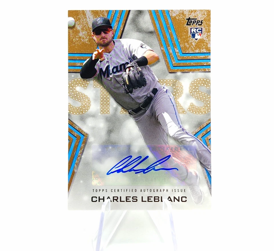 2023 Topps Series 1 Rookie Auto /50 Charles LeBlanc Gold Autograph Miami Marlins - Image 1 of 4