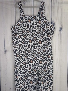 Oopsie Daisy Size 12 Girls White Leopard Print Tank Top Long Pant Jumper - Picture 1 of 9